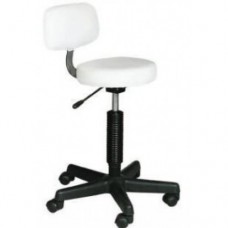 SPECIAL White Round Seat Skin Care or Treatment Stool With Backrest