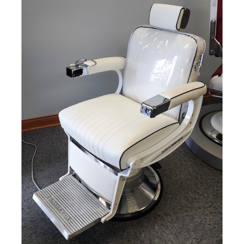 Showroom Model Elegance Elite White Barber Chair BB-225WHT Takara Belmont