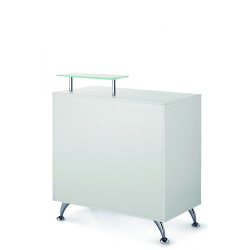 Italica 3308 White Reception Desk With Glass Ledge