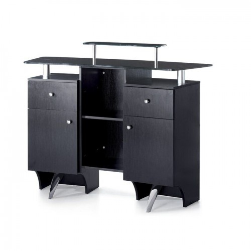 Italica 3313 Reception Desk Black With Stainless Panel