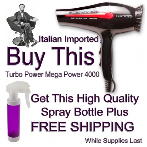 Mega Power 4000 Italian Hair Dryer & Free High Quality Spray Bottle 