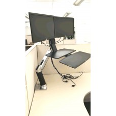 2  Hewlett Packard 22" Monitors With Chrome Polished Fully Articulating Desk Mount Great Condition
