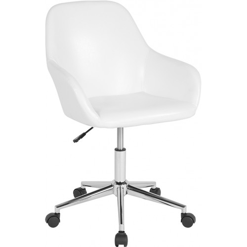SALE 8012 Manicure or Desk Mid-Back Chair in Black Or White Leather