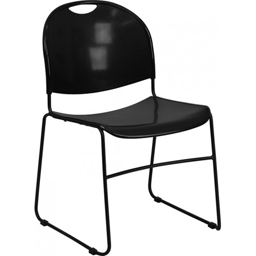 Italica Black Compact Stacking Classroom or Waiting Room Chair
