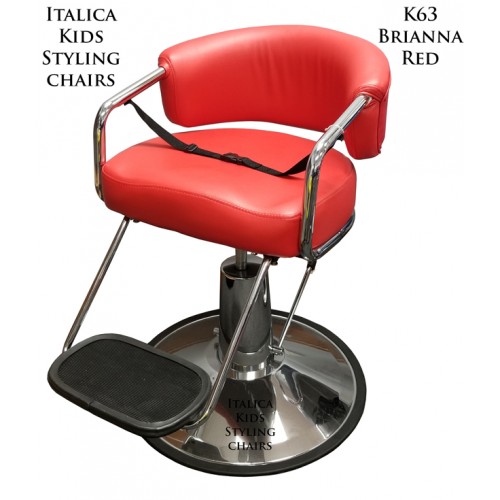 Italica K63 Red Brianna Kids Hair Styling Chair With Thick Cushions with your Choice Base