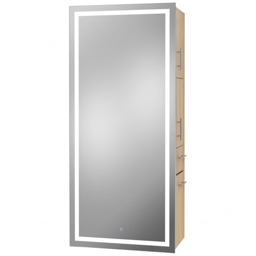 Pibbs 9110 LED Mirror With Beechwood Styling Station