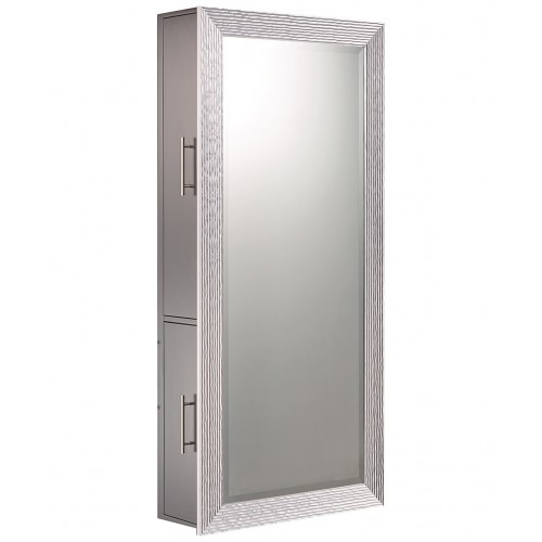 PIbbs 7719-SER02 Wave Styling Station Silver Mirror Wall Unit