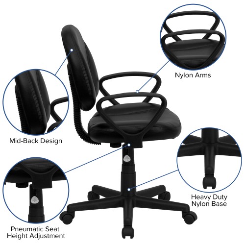 688 Black Leather Task Chair For Manicure Tables