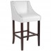 Italica 2020 30" High Transitional Tufted Walnut Make Up stool with Accent Nail Trim in Black LeatherSoft FREE SHIPPING