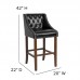 Italica 2020 30" High Transitional Tufted Walnut Make Up stool with Accent Nail Trim in Black LeatherSoft FREE SHIPPING