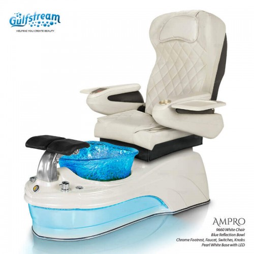 AMPRO LED Lighted Pipeless Glass Bowl Pedicure Spa With Magnetic Jet