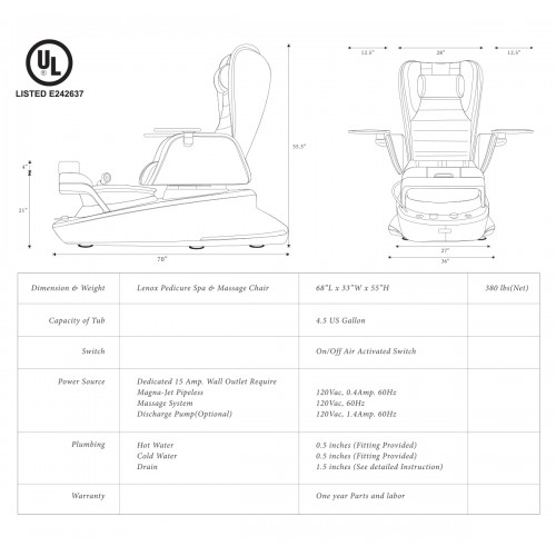 Lenox M Pedicure Spa Chair 
