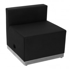 803 Wedge Reception Single Sofa Black With Silver Toe Kick Base