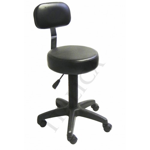Black 7083 Round Seat Hair Treatment Stool With Backrest