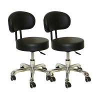 2 PACK PL212 Black Pedicure Stools With Backrest Italica