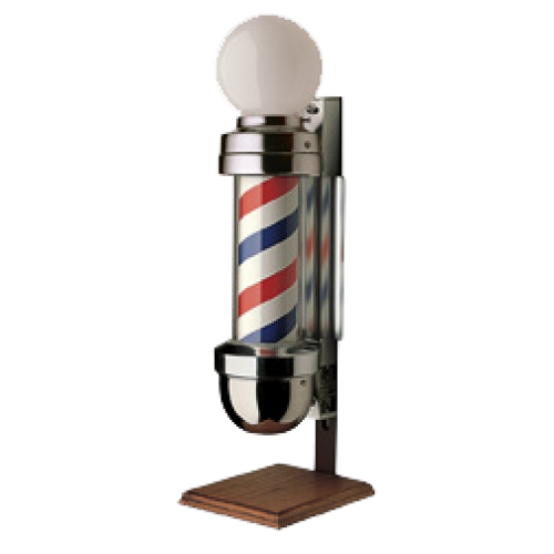 William Marvy 410 OS Model Two Light Marvy Revolving Barber Pole On Stand With Globe Top