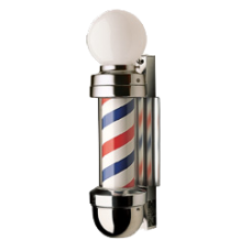 William Marvy 410WM Model Two Light Revolving Barber Pole Wall Mount Globe Top Smallest Model