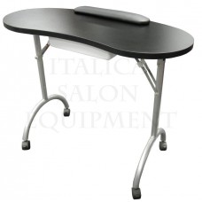 2718 Portable Black Nail Table With Drawer Lock In Place Legs