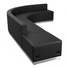 Free Shipping 803-610 J Reception Sofa Black With Silver Toe Kick Ready Set Delivery