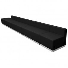 803-490 I Reception Sofa Black With Silver Toe Kick Ready Set Delivery