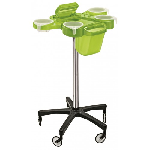 Service Plus Green Hair Coloring Trolley With Foiler & Trash Can Large Wheels From Ceriotti, Italy