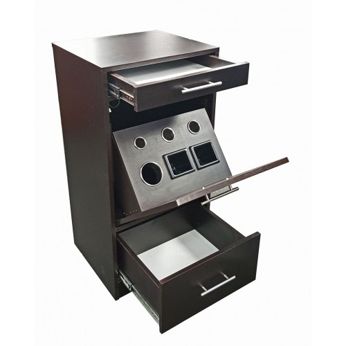 Italica 6068 Charlie Styling Station With Tilt Out Tool Panel Black or Dark Chocolate