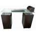 NT053 Glass Top Dark Wood Nail Table With Armrest From Italica