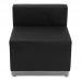 803 Wedge Reception Single Sofa Black With Silver Toe Kick Base