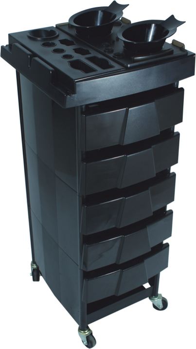 T001 Metal Frame Hair Colorist Beauty Trolley Black