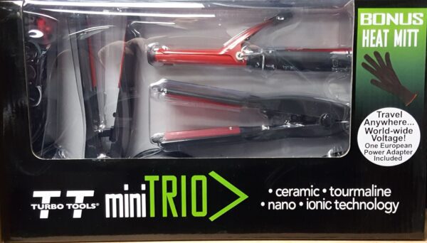 Mini Trio Styling Tools Curling Flat Iron Detailer Free Heat Mitt