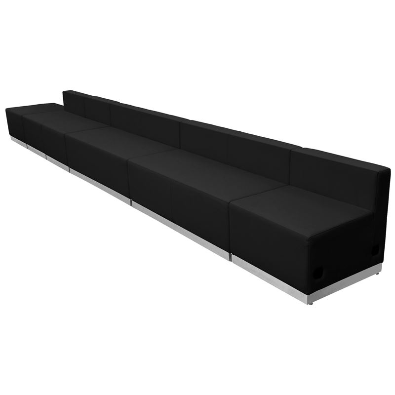 803-490 I Reception Sofa Black With Silver Toe Kick Ready Set Delivery