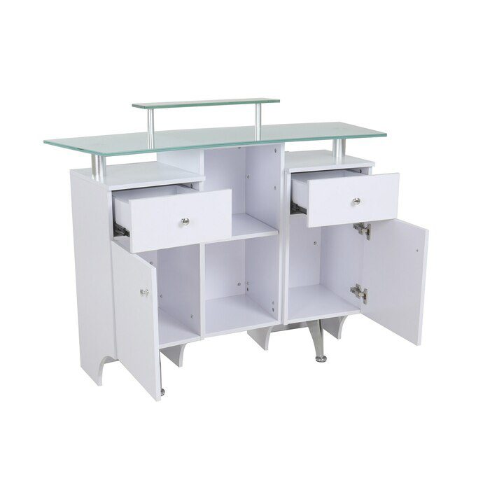 Italica 3313W Reception Desk White With Stainless Panel - Image 3
