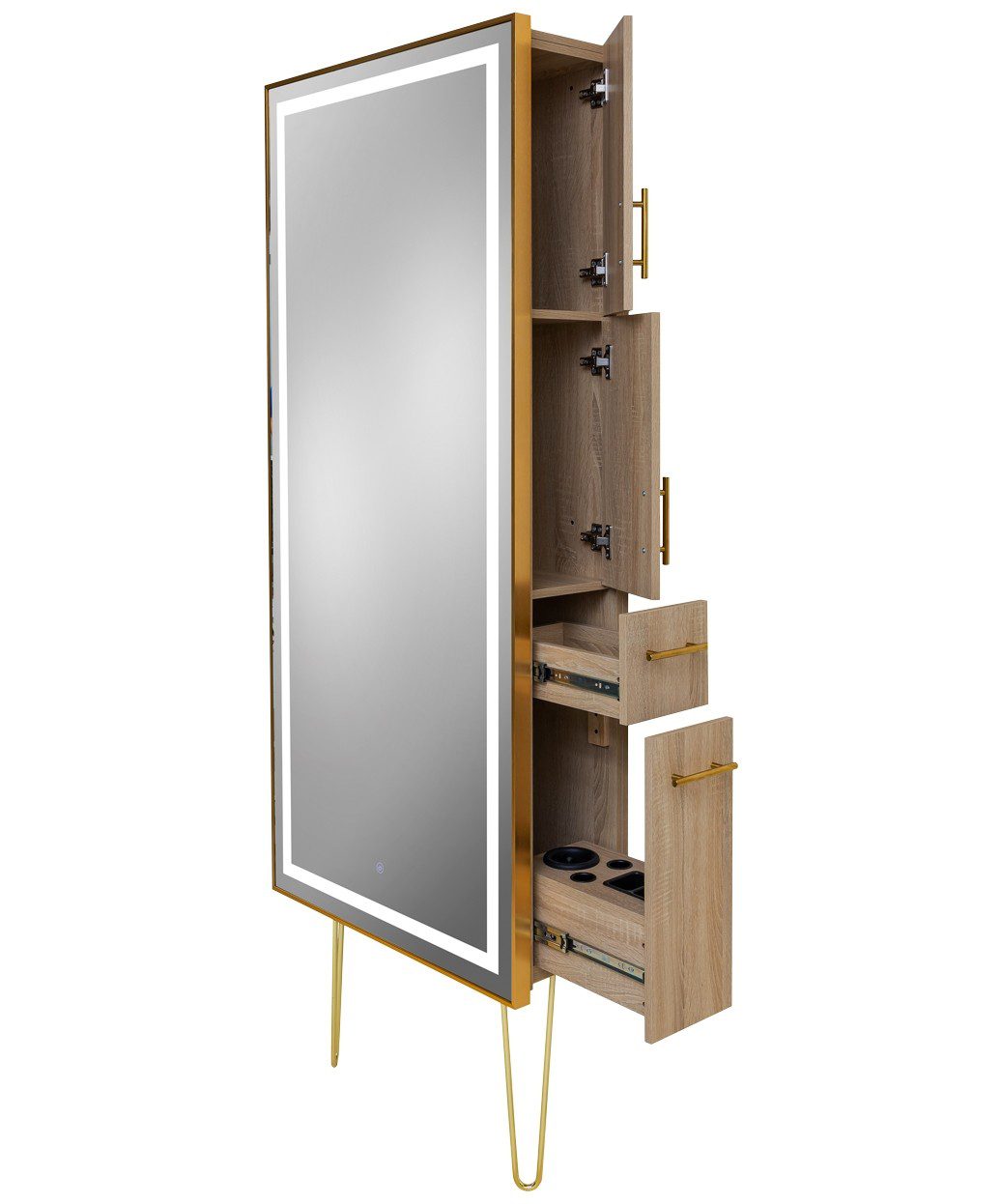 9220 Gold Frame Lighted Styling Station With Legs - Image 7
