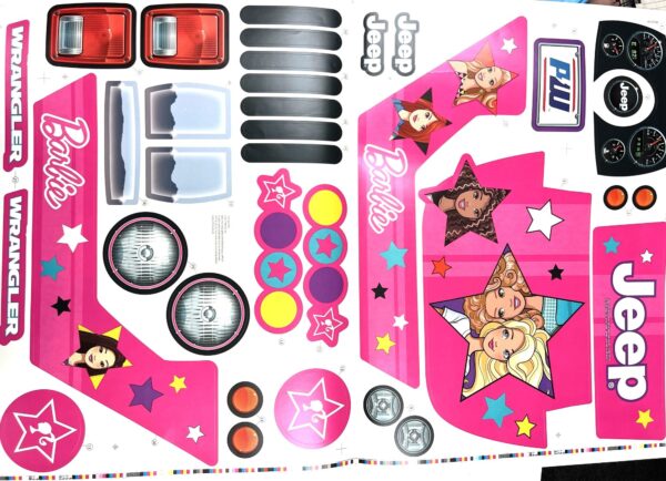 Newer Model Barbie Jeep Power Wheels Sticker Set