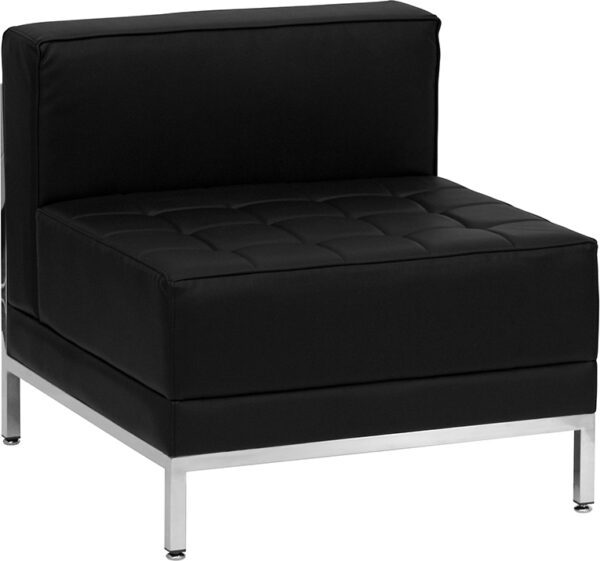 Middle Reception Area Single Seat Sectional Sofa Black