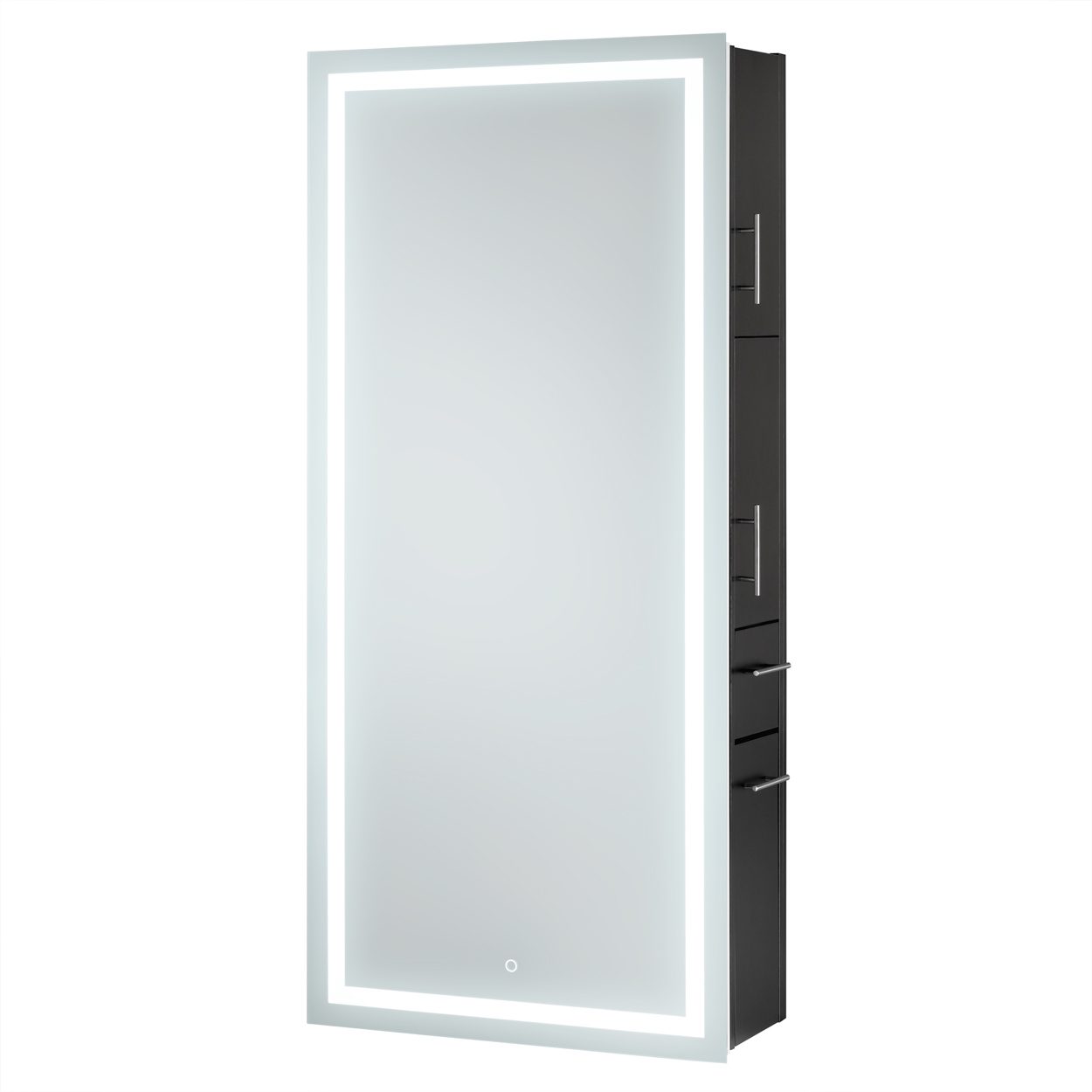 9110 -34 Inch Wide LED Salon Mirror With Cabinet in Black