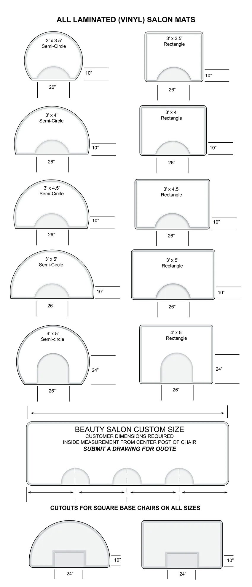 3 X 4.5 Foot Wide Rhino Hide Platinum Rectangle Salon Styling Mat - Image 2