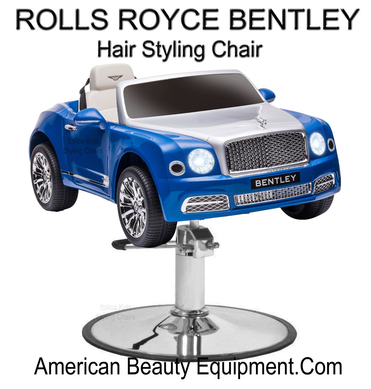 Silver Blue Rolls Bentley Kids Styling Chair Car - Image 2