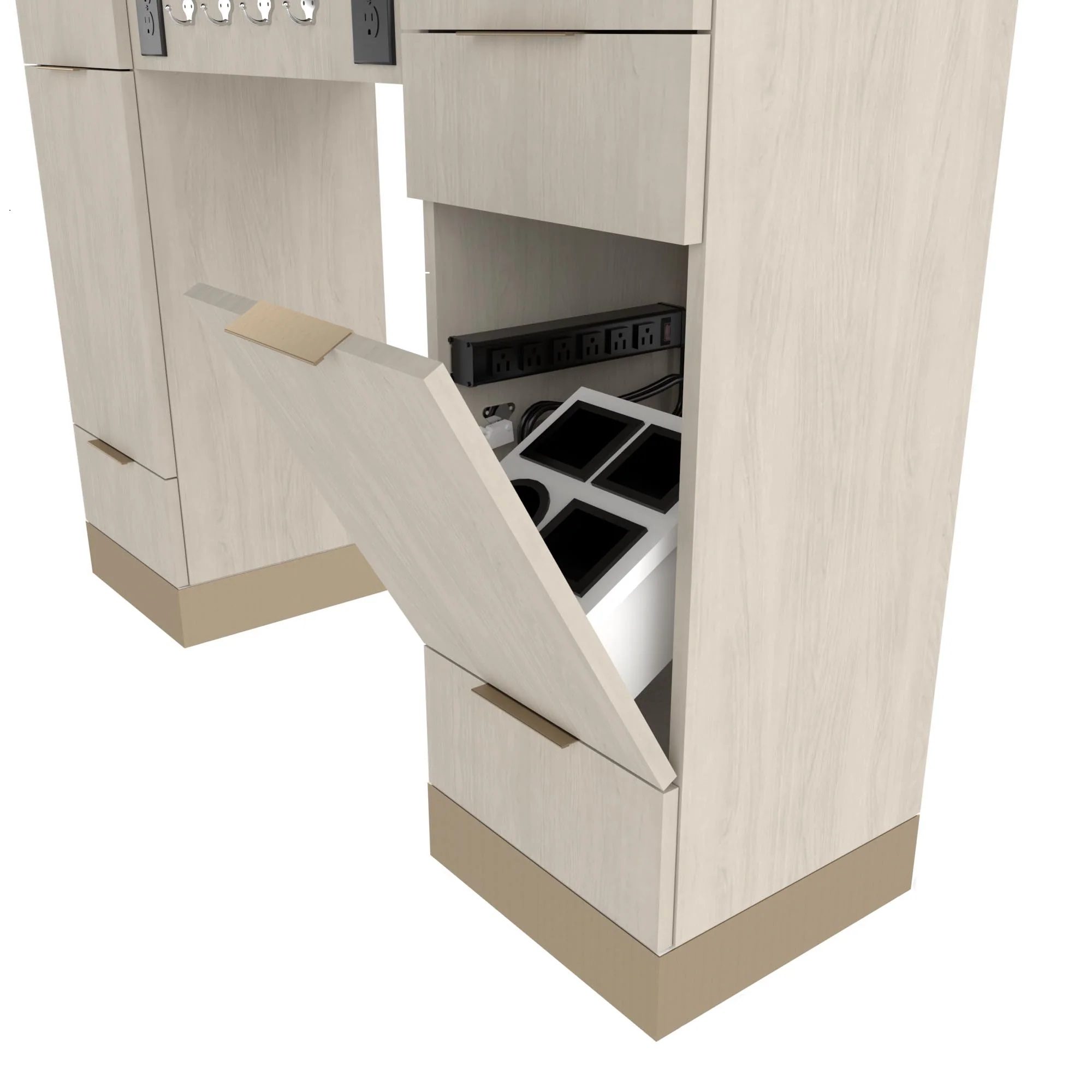 E1073P Modern Barber Station With Toe Kick - Image 4