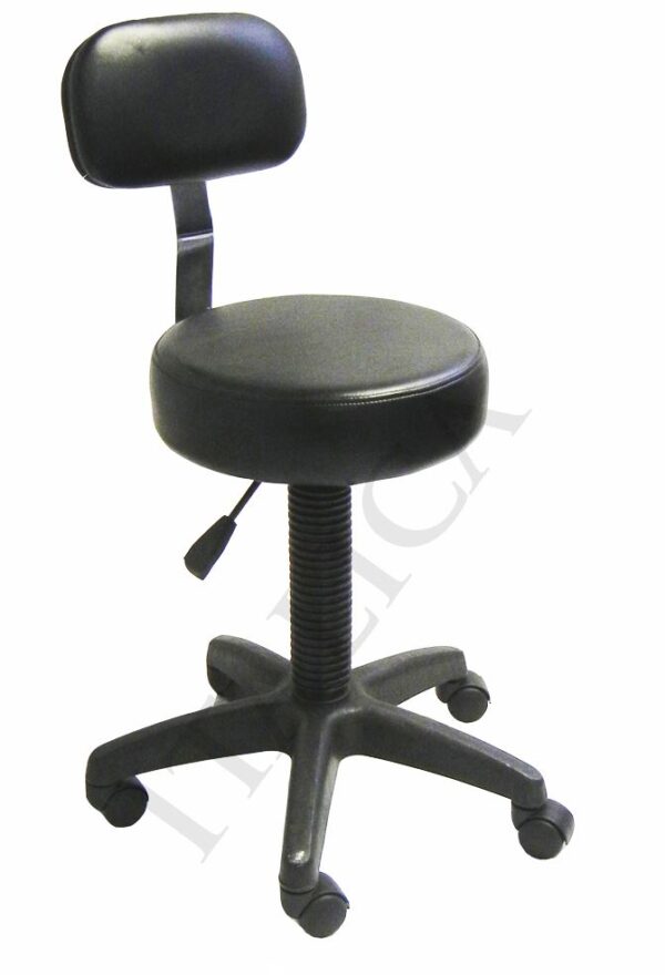 Black 7083 Round Cutting Treatment Stool With Backrest