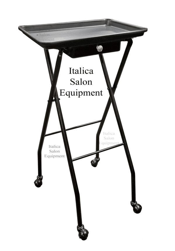 033T Black Metal Hair Color Tray With Drawer Folding For Easy Storage