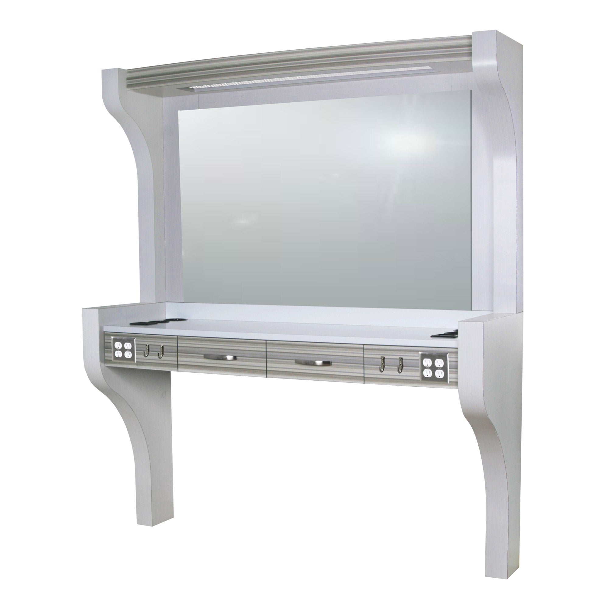 6806-72-Inch Barber Station White Solid Counter