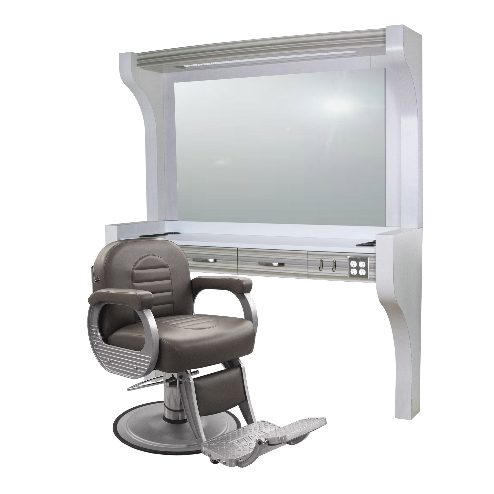 6806-72-Inch Barber Station White Solid Counter - Image 2