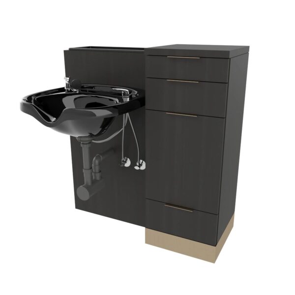 E1053P Barber Wet Booth Station Toe Kick