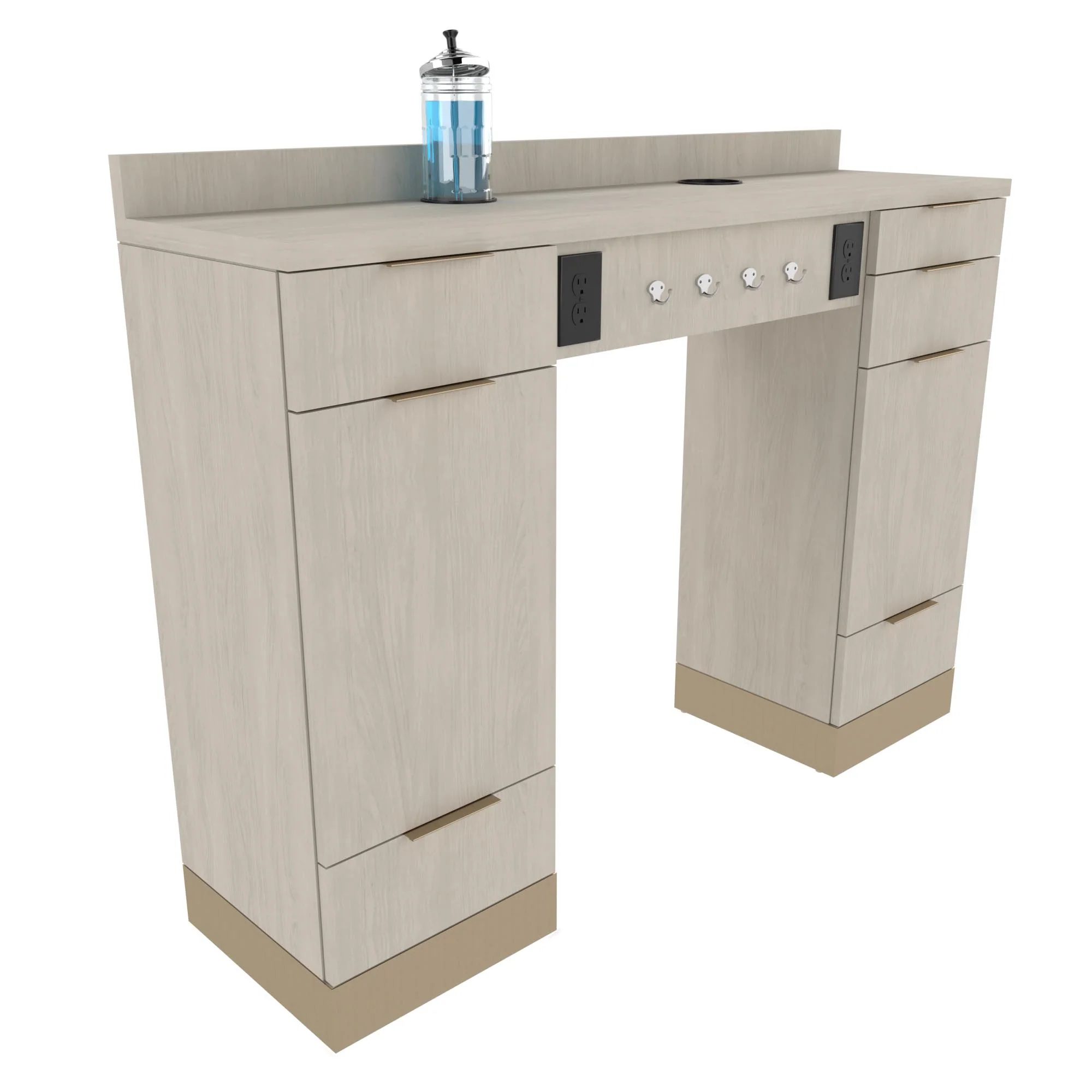 E1073P Modern Barber Station With Toe Kick