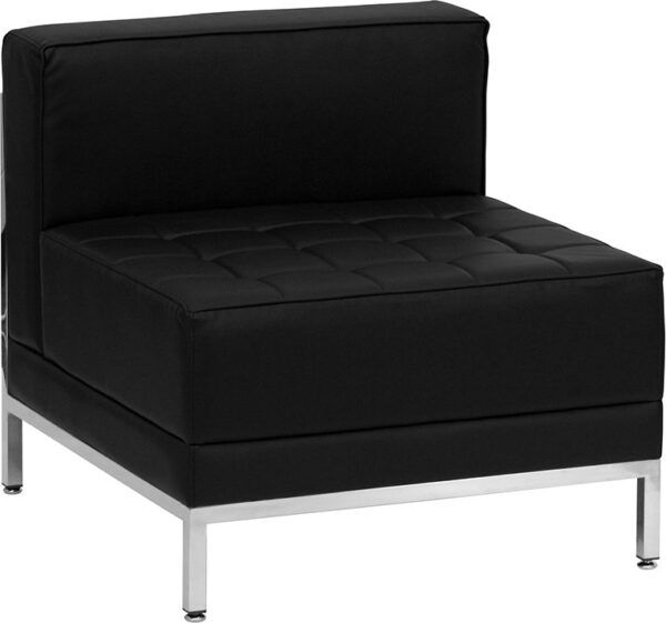 Middle Reception Area Single Seat Sectional Sofa Black