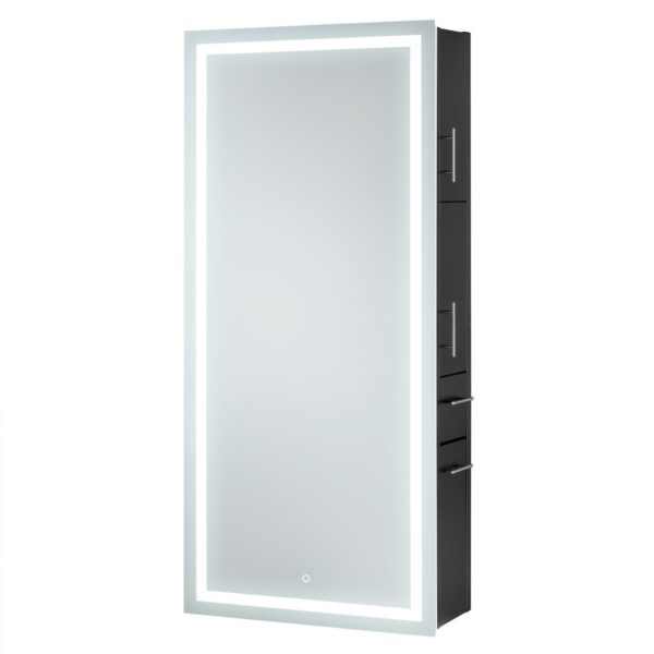 9110 -34 Inch Wide LED Salon Mirror With Cabinet in Black