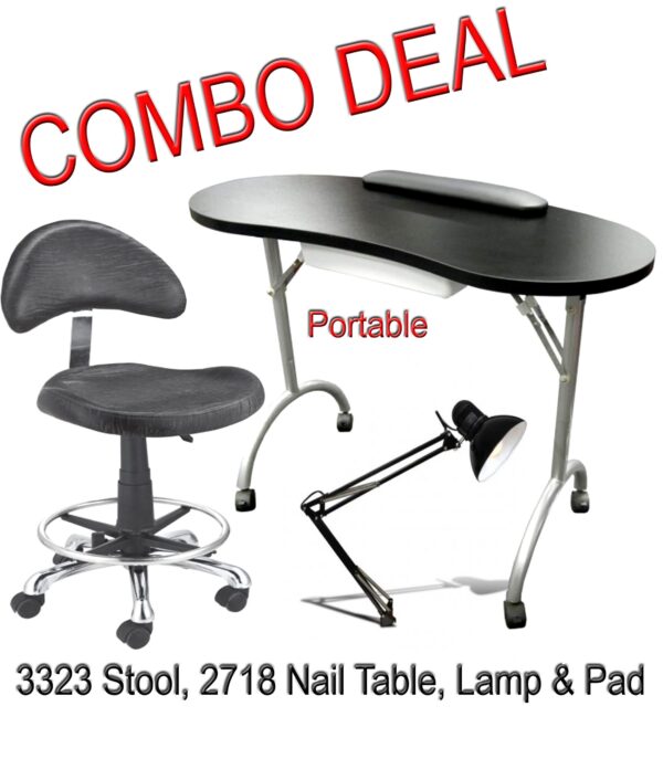 Portable Nail Table, Lamp & Stool 2718 Nail Combo