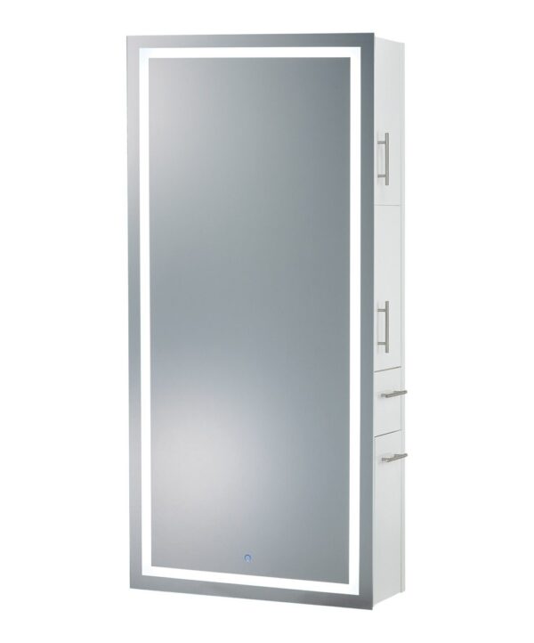 9110 LED Mirror Station White Cabinet Server