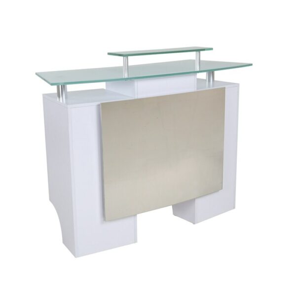 Italica 3313W Reception Desk White With Stainless Panel
